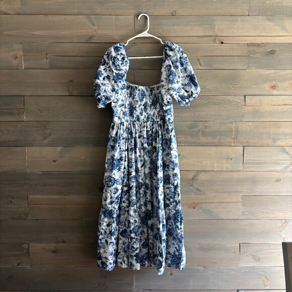 ABERCROMBIE & FITCH | Emerson Poplin Puff Sleeves Dress Blue Floral Size Medium - Picture 5 of 7